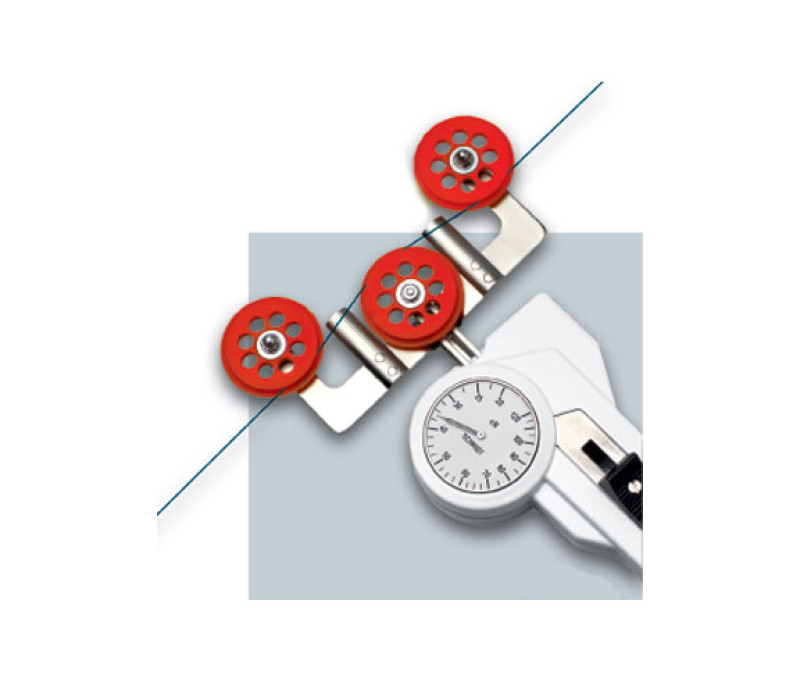 DXF Tension meter with large rollers for minimized material deflection
