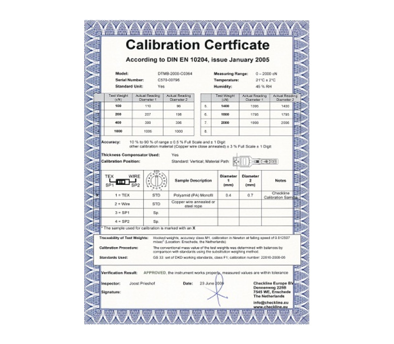 Cic-Tension Tension meter Calibration