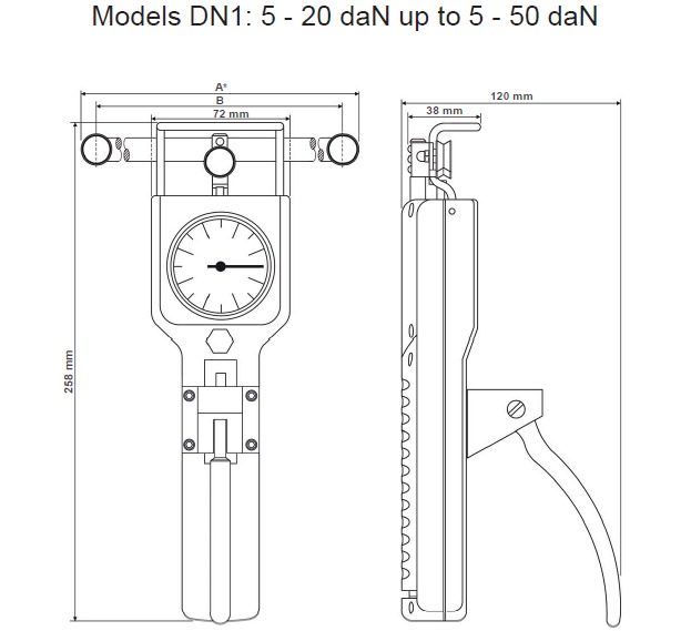 Dimensions-2Analog Tension Meters DN1