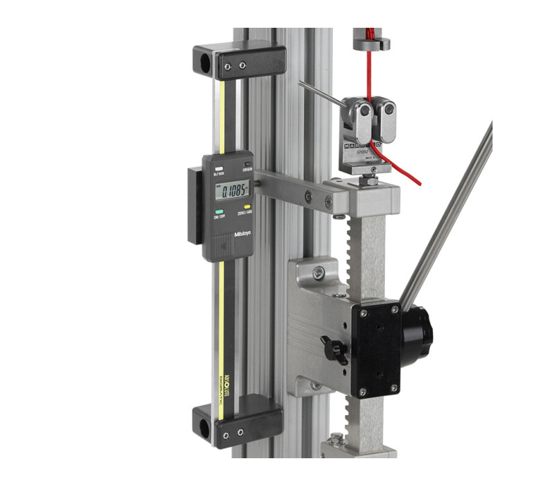 Optional digital travel display option is useful for applications such as tensile testing and spring testing.