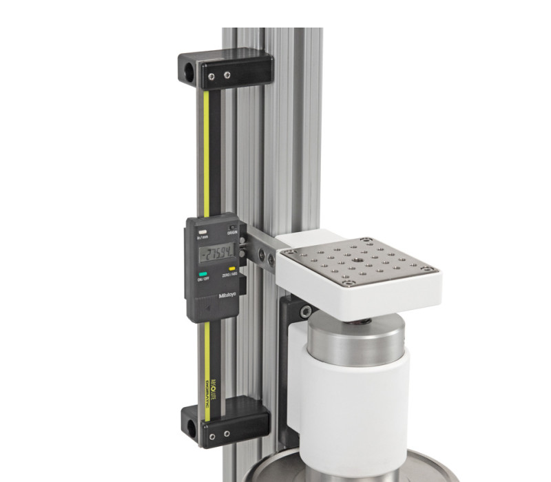 Optional digital travel display option is useful for applications such as tensile testing and spring testing.