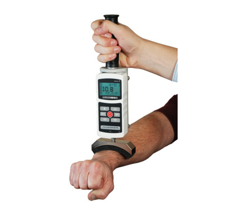 A typical muscle strength analysis application of a G1021 with Series 5 digital force gauge.