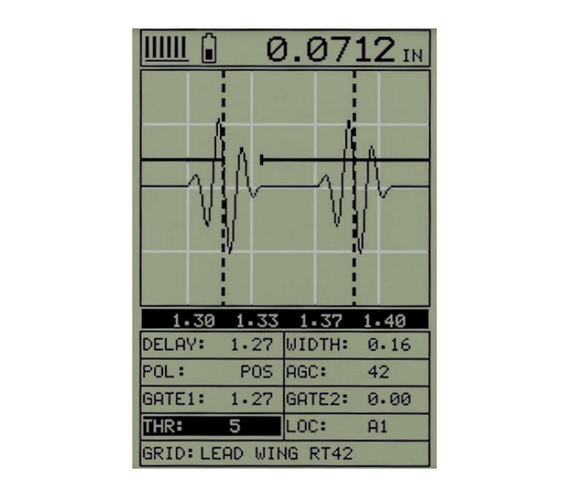 A-Scan screen with gates set-up
