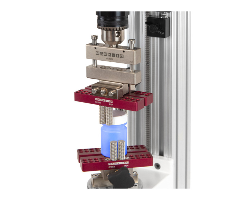 2x G1058 shown in a bottle cap torque testing application in a torque test stand