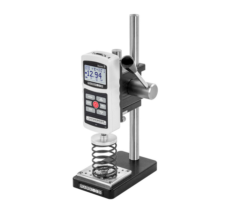 ES05 Shown here with a Series 5 digital force gauge, G1009 compression plate and base plate.