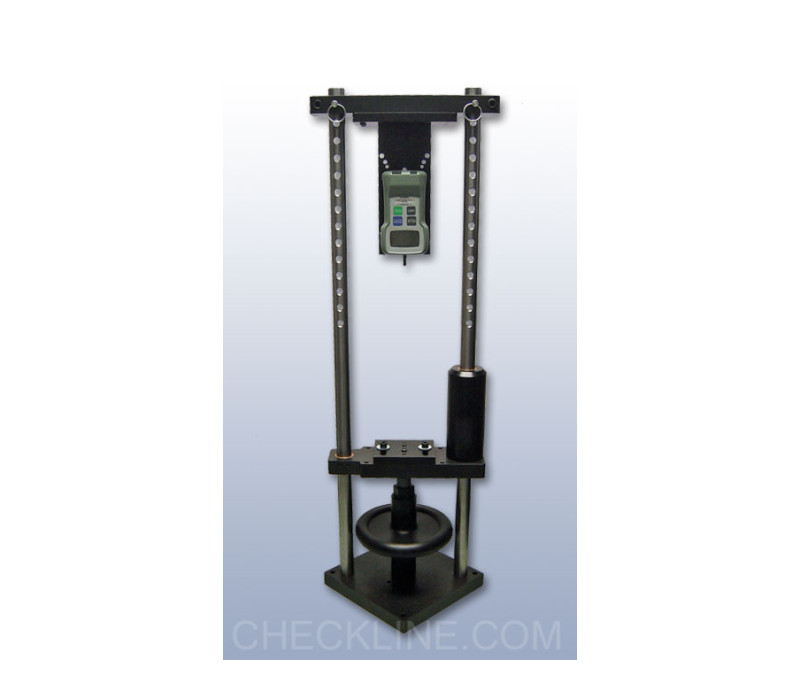 The manual force test stand FGS-1000H with FGE force gauge.