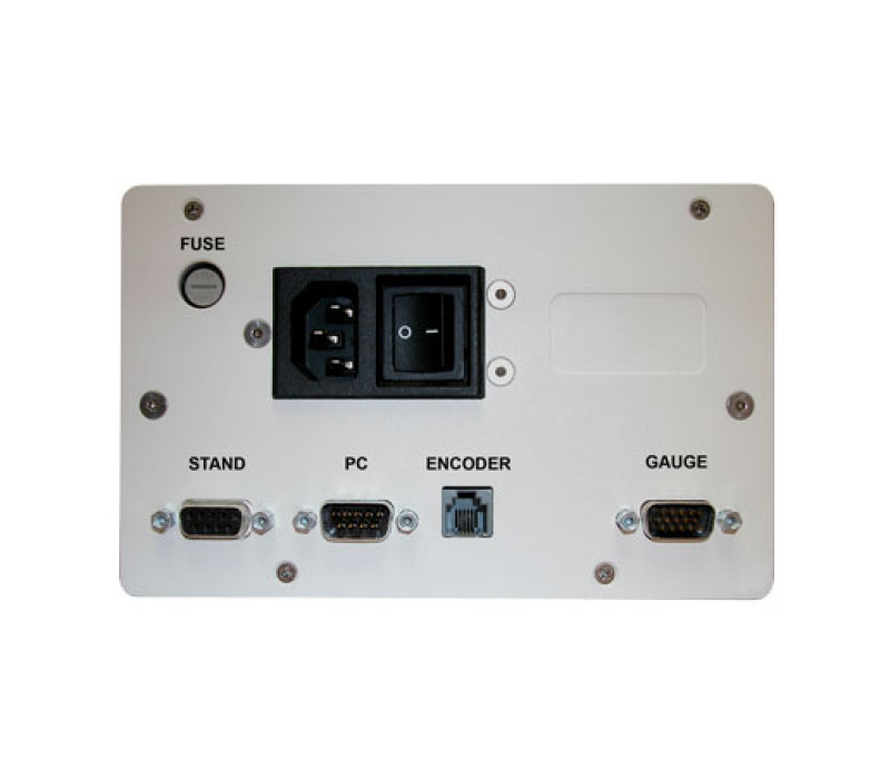 Various connectors are supplied for connection between the controller and the test frame, linear encoder, force gauge, and PC.