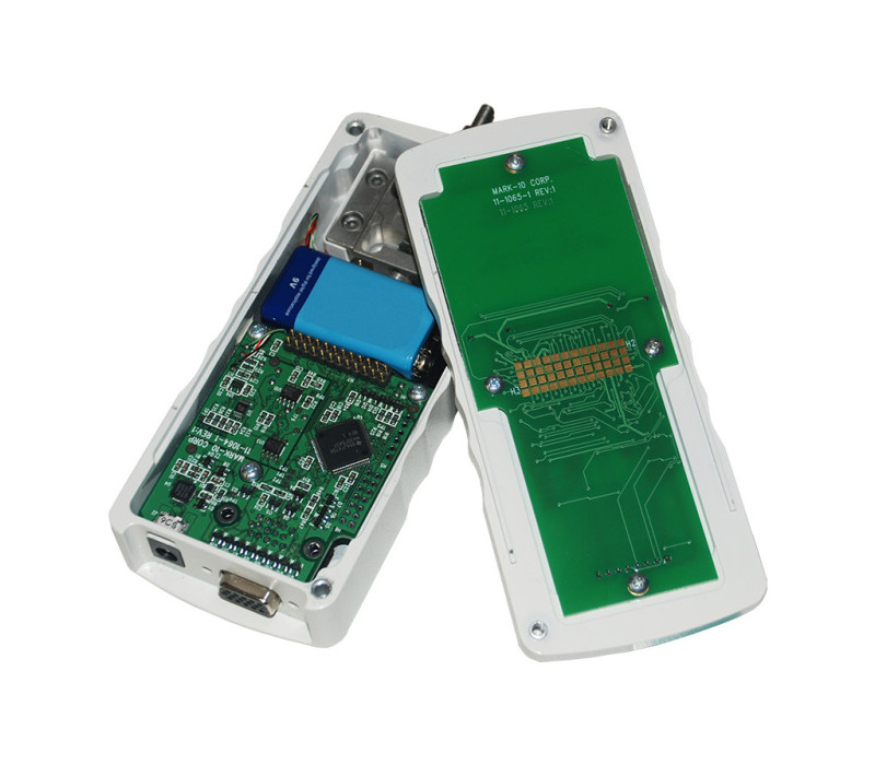 Mark-10 Force Gauges feature a unique reversible housing, allowing the gauge to be used with the load cell shaft oriented up or down, while the display and keys remain upright.