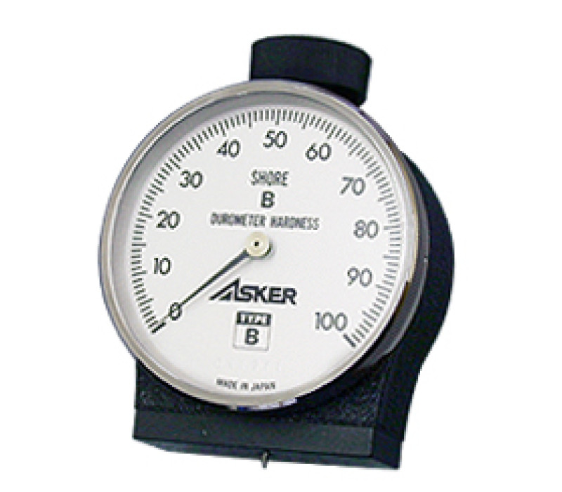 The Durometer Asker Type B is suitable for measuring semi-rigid rubber with normal to high hardness (ASTM D2240).