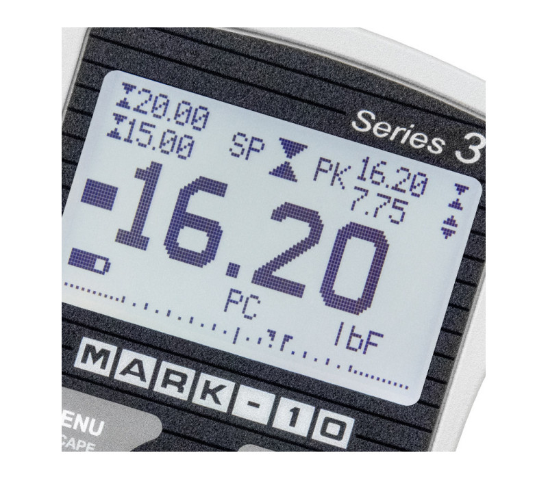 The Series-3 backlit display features large, easily legible digits, peak readings, set point indicators, analog load bar graph, and more.
