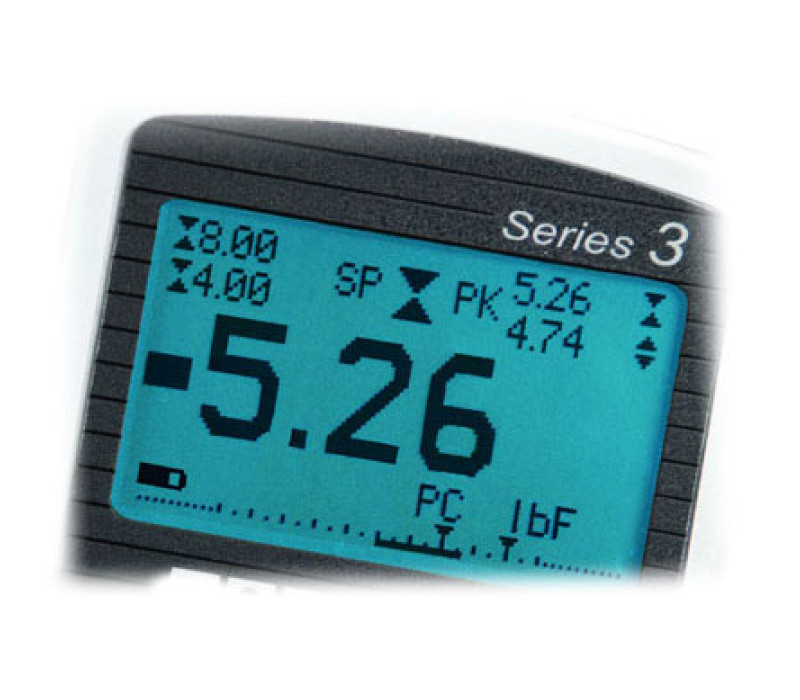 Large backlit display with all major indicators visible during testing.