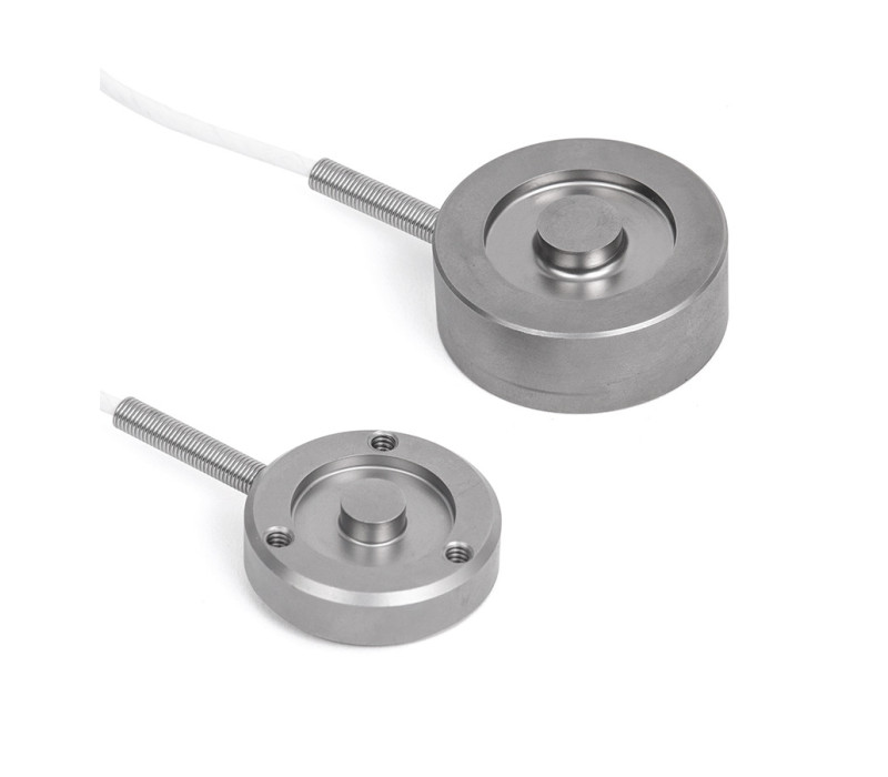 Series R02 compression force sensors come in 7 load ranges and 2 physical sizes