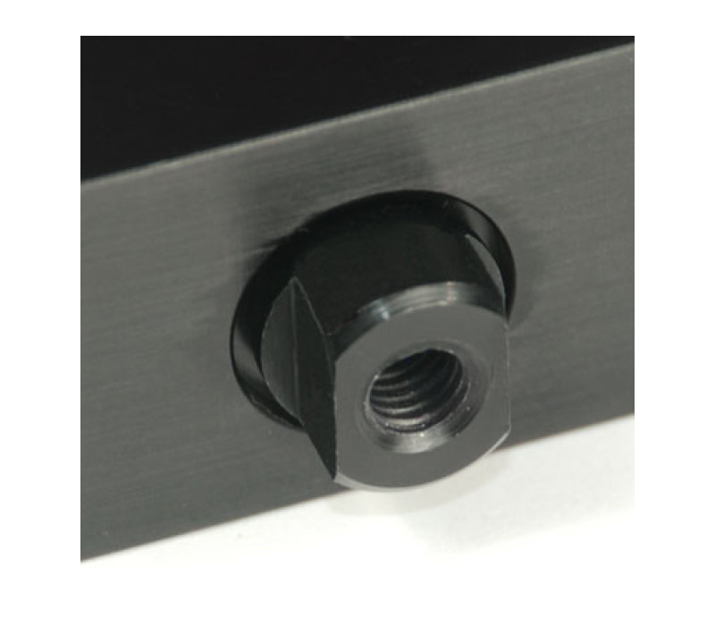 The load cell shaft includes flat surfaces as well as a threaded hole to accommodate attachments and mounting configurations.