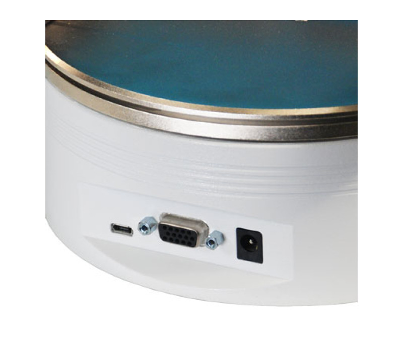 AC power input jack, USB, and serial connector (for RS-232, Mitutoyo, analog, and set point ouputs) are provided for power and external communication.