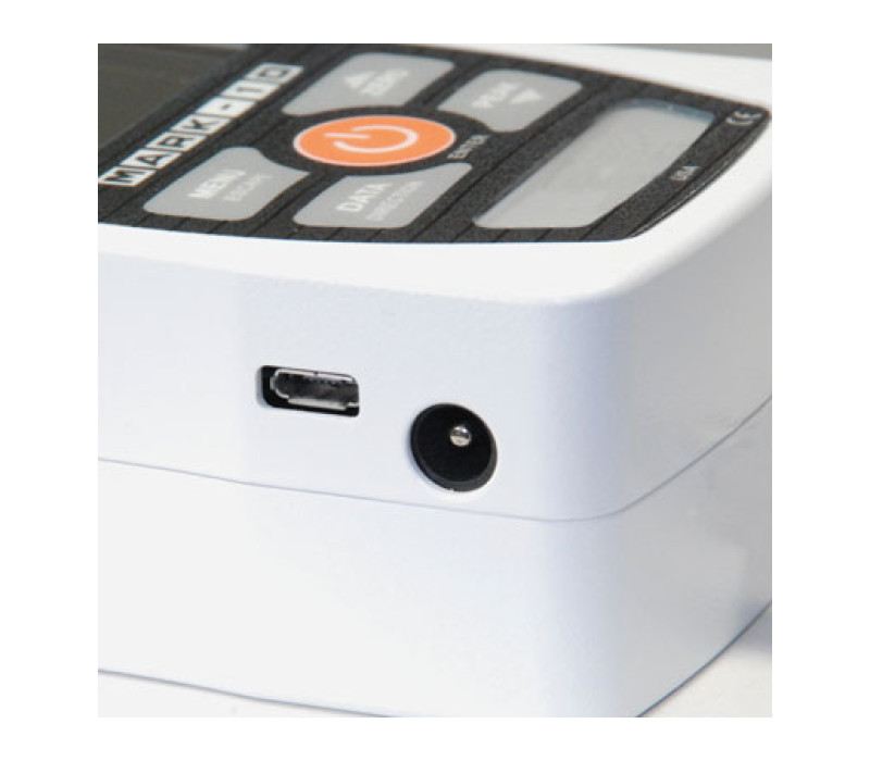 USB connector and AC power input jack are conveniently located in the side of the gauge housing.