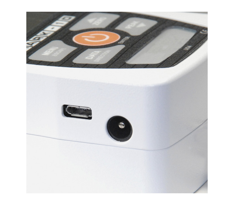 USB connector and AC power input jack are conveniently located in the side of the gauge housing.
