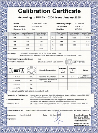 Cic-Tension Tension meter Calibration