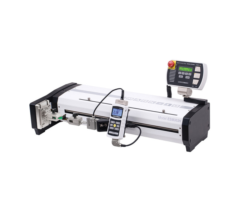ESM303H horizontal test stand  with Series-7 Force Gauge attached.