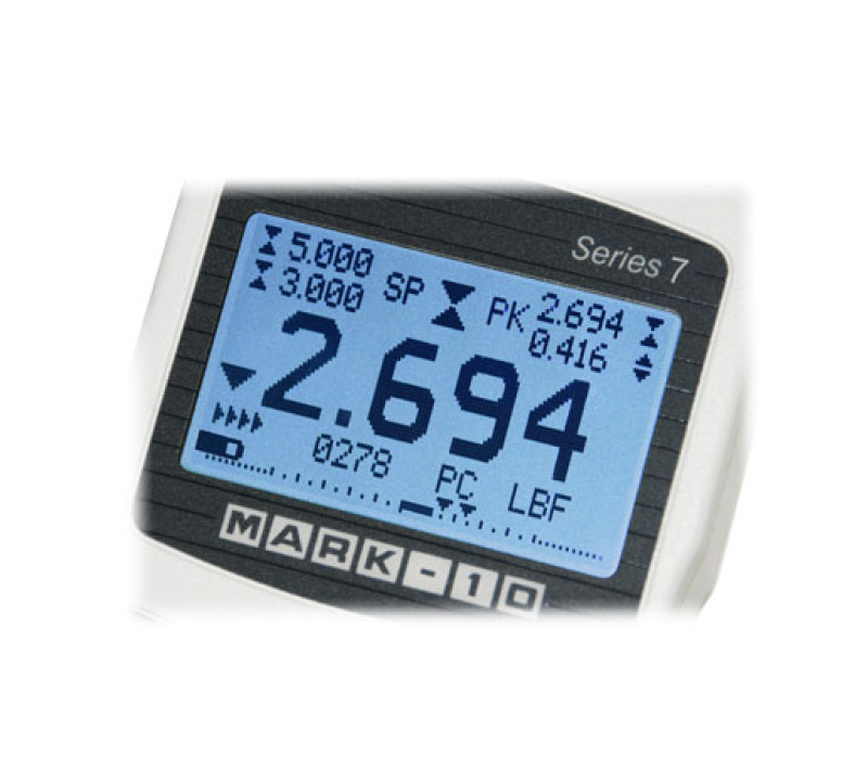 The backlit display features large, easily legible digits, peak readings, set point indicators, analog load bar graph, and more.