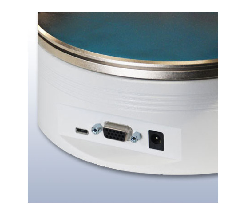 AC power input jack, USB, and serial connector (for RS-232, Mitutoyo, analog, and set point ouputs) are provided for power and external communication.
