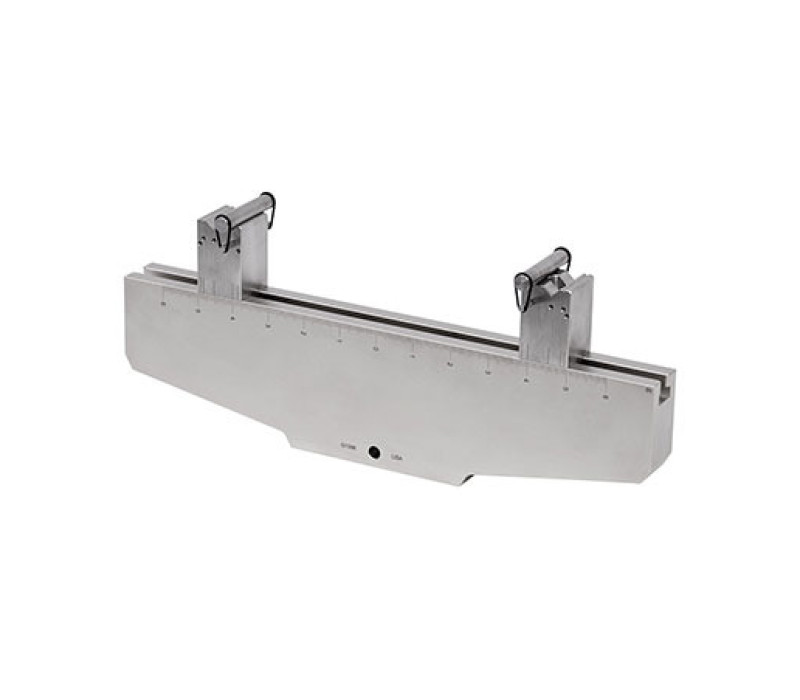 G1096 bend fixture base features movable blocks with 10 mm dia. rollers. Accommodates forces up to 10 kN.
