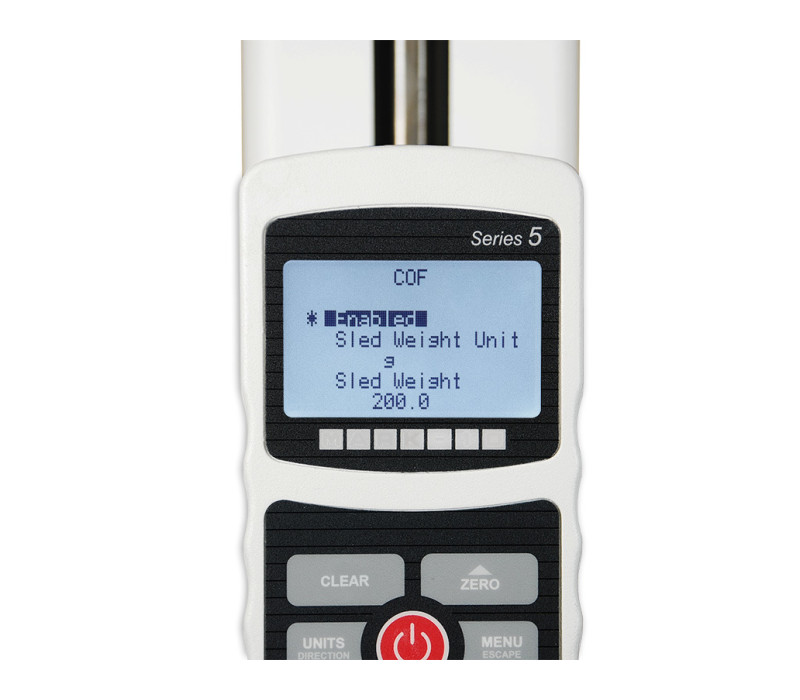 Sled weight is programmable from 100 to 1,000 g, for conformance to various testing standards.