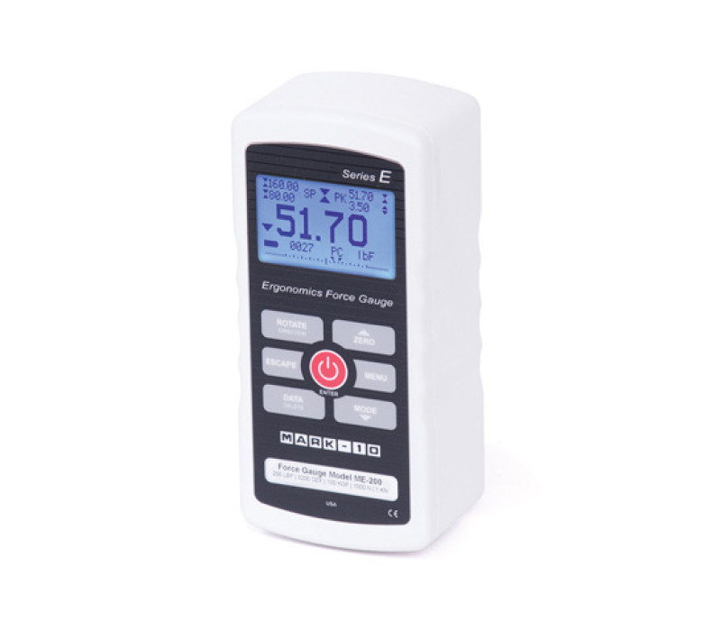Series E force gauges are rugged and accurate, available in three measuring ranges, 500, 1000 and 2500N.
