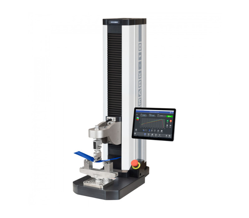 F1505S Force Test Stand cofigured for 3-point bend test with G1096 Bottom Grip and G1087 Upper Grip
