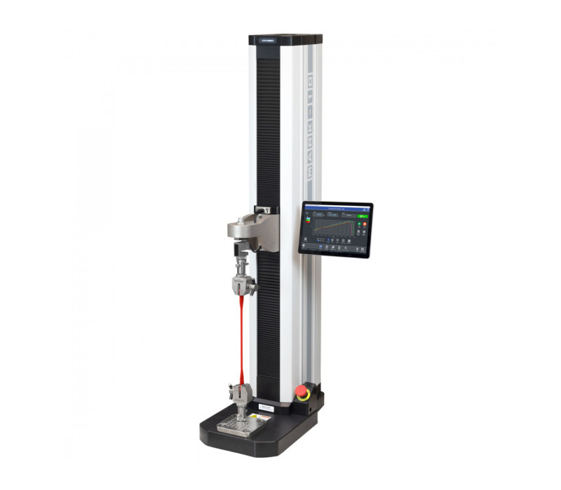 F755 Force Test Stand configured for tensile test with two G1061 Wedge Grips