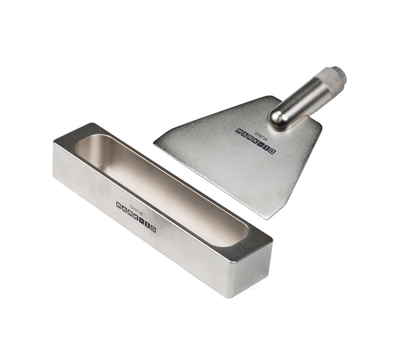 G1071 score bending fixture consists of an upper and lower die. Dimensions conform to TAPPI standard T829.