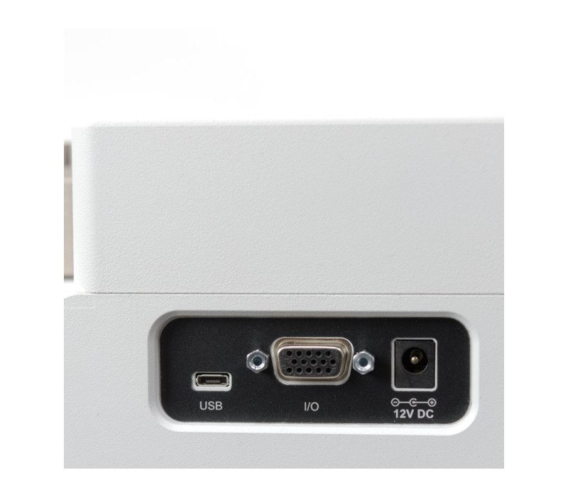 The WT-205 is powered by an AC adapter or rechargeable battery. Data can be transmitted via USB, RS-232, Mitutoyo (Digimatic), and analog outputs.