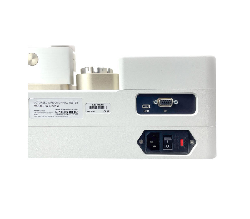WT-205M rear view. USB, RS-232, Mitutoyo (Digimatic), analog, and set point outputs are provided Mark-10 Force and Torque Measurement.