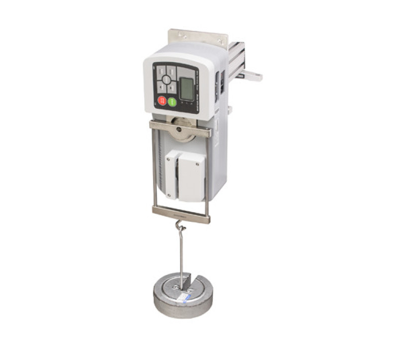A tester is shown mounted to an AC1049 calibration kit. Weights are not available from Mark-10.