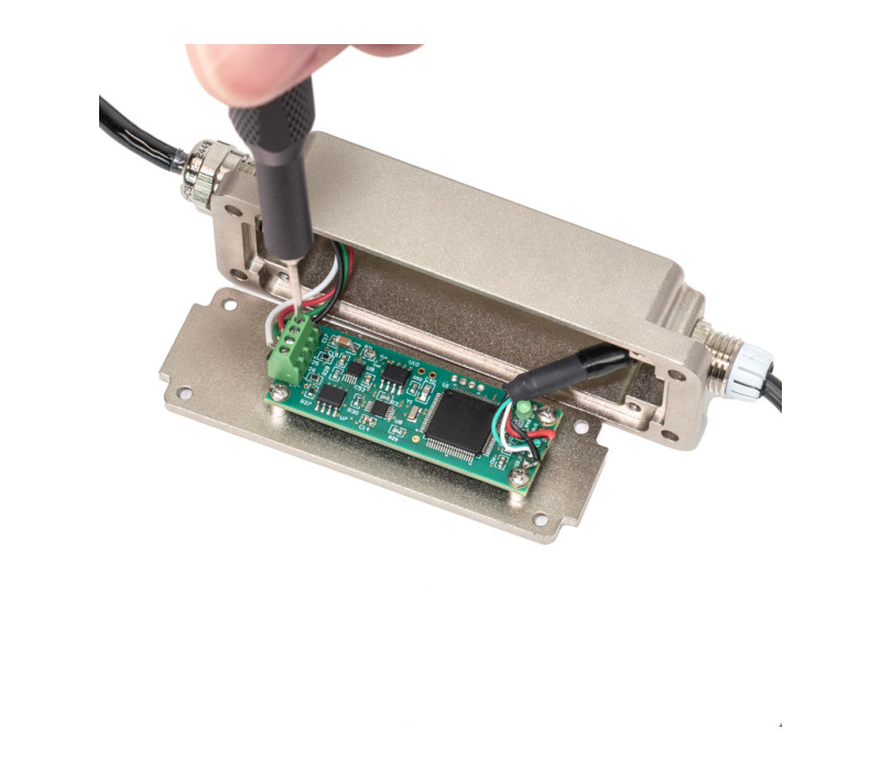Sensors are attached to to the MF100 by a screw in terminal block