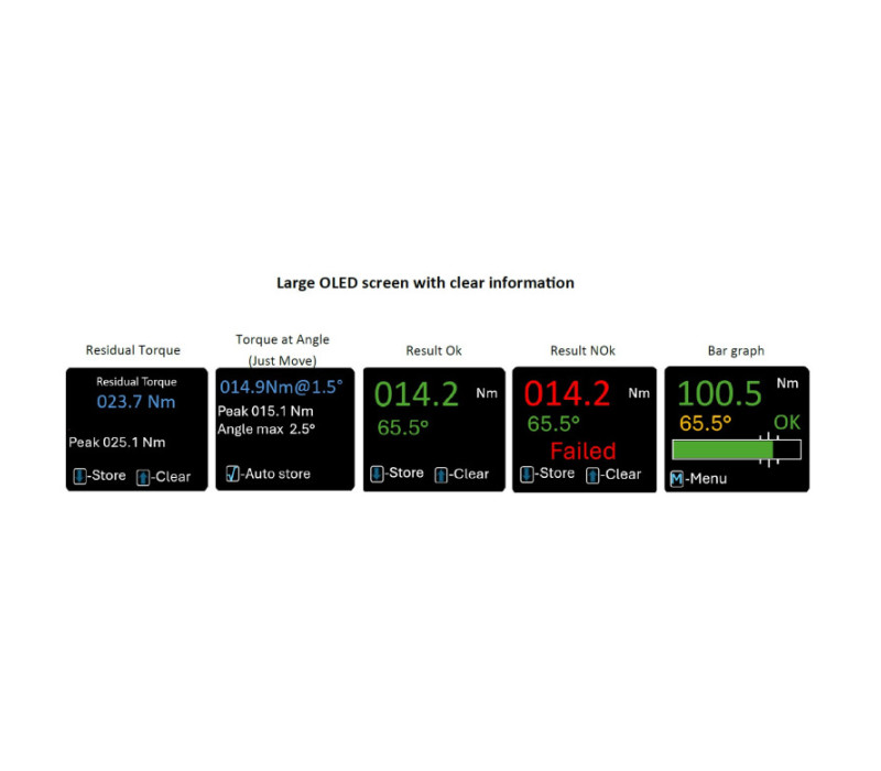 Various screens for the ETW-NX torque wrench