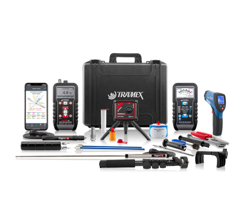 Water damage restauration master kit, WDMK including CME5 and ME5 gauges with extension handle, DL-RHTX, HH14TP30B, HH14SP200B, RHP-NW-B, HIPP, RHIE2B, RHHLsR, HI-ACC and IRT2
