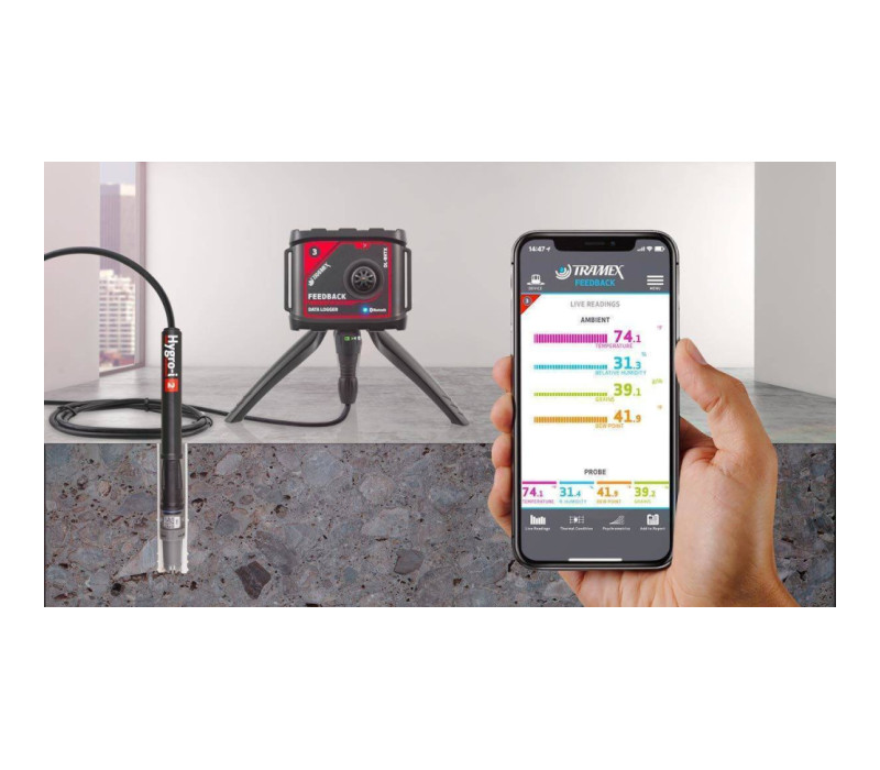 DL-RHTX feedback datalogger used in combination with Higro-i2 probe and RHIE2B