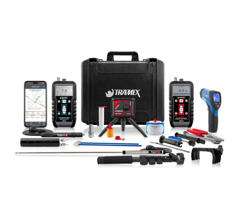 Water damage restauration master kit X, WDMK-X including CME5 and MEX5 gauges with extension handle, DL-RHTX, HH14TP30B, HH14SP200B, RHP-NW-B, HIPP, RHIE2B, RHHLsR, HI-ACC and IRT2